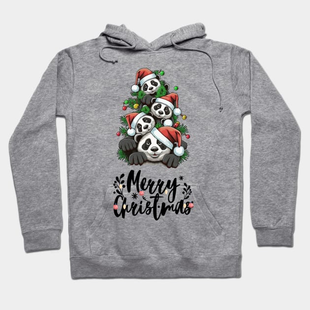 Panda Squad Wishing Merry Christmas Hoodie by Bro Aesthetics